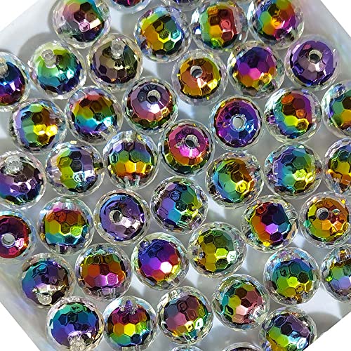 Mixed Lots Shiny AB Color Acrylic Faceted Bead DIY Beading Hairband Bracelets Necklace Craft Embelishment (Gradient) - color: Gradient