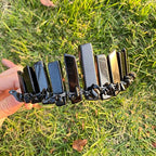 JIC Gem Black Obsidian Crystal Crown Raw Quartz Headband Handmade Tiara Natural Stone Headpiece Women Girls for Wedding Parties - color: Black Obsidian