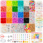 Sunlode Bracelet Making Kit 5000pcs, Jewelry Making Kit for Beginner, DIY Arts and Crafts Gift Toys for Kids Ages 6-13 Preppy Clay Beads with Charms Friendship Bracelets - style: Sweet Petal