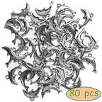 Heather's cf Silver Sea Charms – Antique Pendants, Non-Tarnish, Lead-Free & Nickel-Free, Bulk Ocean Animal Charms for DIY Jewelry, Bracelets, Necklaces, Earrings, Beach Craft Supplies (Sea Animals) - color: Dolphin-80pcs