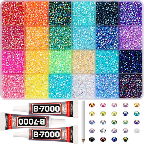 33000Pcs 3mm Rainbow Jelly Rhinestones Gems for Bedazzling Crafting, Colorful Bedazzled Resin Gemstone Flatback Jewel, SS10 Multi Colored Bedazzler Kit with B7000 Glue for Book Clothes Crafts Clothing - color: 3mm | Jelly AB mix colors, size: Large Pack +
