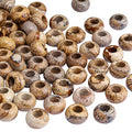 Nupuyai Pack of 30 Large Hole Stone Loose Beads for Jewelry Making, Polished Rondelle European Beads fit Charms Bracelet, Picture Jasper - color: Khaki, size: 14x8mm