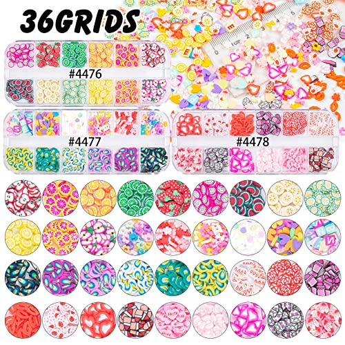 Polymer Clay Mix Sprinkles Slice Confetti for Fake Dessert Cake Decor, Art DIY Projects Resin Jewelry Making Pack of 3-Box 36 Designs