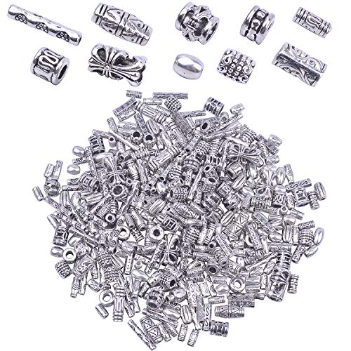 BronaGrand 100g (about 250-400pcs) Antique Silver Column Spacer Beads Bracelet Charms Necklace Pendants Jewelry Findings Accessories for Bracelet Necklace Jewelry Making - color: Antique Silver