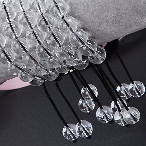 MASSIVE BEADS Natural Healing Power Gemstone Crystal Beads Unisex Adjustable Macrame Bracelets - color: Clear Crystal, size: 6mm
