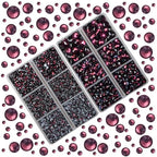10000Pcs 2-Boxes Mixed Size Hot Fix Round Crystals Gems Glass Stones Hotfix Flat Back Rhinestones with Tweezers and Picking Pencil (Amethyst) - color: Amethyst, size: 2-Box (10000pcs)