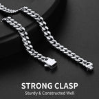 ChainsHouse Stainless Steel Mens Cuban Link Chain, Black/ 18K Gold Plated Miami Cuban Chain Necklace, 5mm/7mm/9mm/12mm/14mm Width, No Tarnish& Durable Hip Hop Mens Jewelry, 18"-30", Send Gift Box - color: a. 5mm width-steel, size: 24 inches