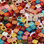 ToBeIT 1000pcs Letter Beads Acrylic Bead Alphabet Letter A-Z Cube Beads for Jewelry Making, Bracelets, Necklaces, Key Chains （Gold Color-C） - color: color-C