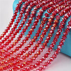 Jmassyang 6mm Briolette Rondelle Faceted AB Crystal Glass Beads for Jewelry Making Bracelets Necklaces Earrings (Red AB, 450pcs) - color: Red AB, size: 4x6mm