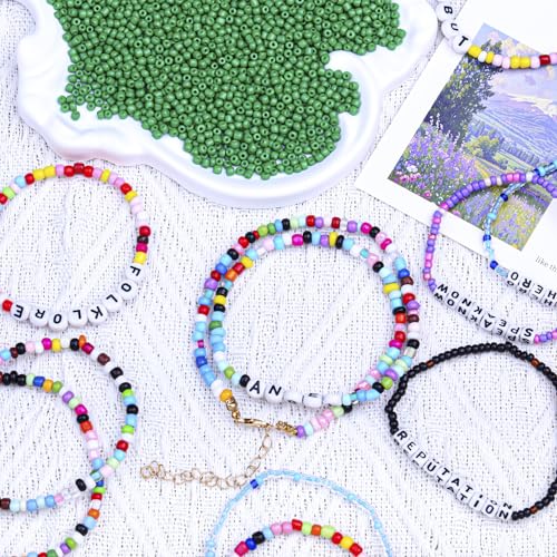 5000pcs Glass Seed Beads, 3mm 8/0 Small Individual Color Seed Beads Mini Pony Bulk for DIY Bracelet Necklaces Wrist Jewelry Making, Green - color: Green