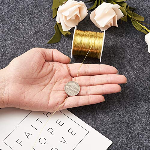 Pandahall 125 Feet Tarnish Resistant Copper Wire 26 Gauge Jewelry Beading Craft Wire for Jewelry Making (Golden)
