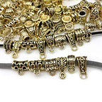 100g (About 125pcs) Antique Gold Bail Tube Spacer Bead Hanger Fit Charm European Bracelet Charms Pendant Bails for Jewelry Making and Crafting (M376) - color: Antique Gold