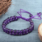 MASSIVE BEADS Double Layer Natural Chakra Healing Power Crystals Macrame Bracelet Yoga Stone Beads Gemstone Meditation Relax Anxiety Bangle for Unisex Women Men - color: Amethyst, size: 6mm