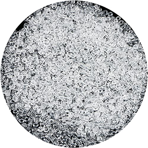 2200pcs Glass Seed Beads Bulk, 4mm 6/0 Pony Beads Bulk for Jewelry Making Mini Spacer Beads Loose Beads Craft Small Glass Seed Beads for DIY Bracelet Wrist (Transparent) - color: Transparent