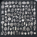 100 Pieces Jewelry Making Charms Pendants for Bracelet Bulk lot Necklace Earrings Keychain Charms Beads DIY Kit Trendy Craft - style: Love Music Leaves