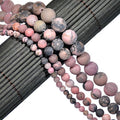 AD Beads Beautiful Natural Matte Gemstone Round Spacer Loose Beads 4-12mm (6mm, 26 Matte Rhodonite) - color: 26 Matte Rhodonite, size: 6mm