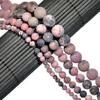 AD Beads Beautiful Natural Matte Gemstone Round Spacer Loose Beads 4-12mm (6mm, 26 Matte Rhodonite) - color: 26 Matte Rhodonite, size: 6mm