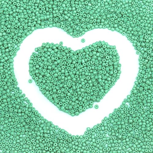 8/0 Glass Seed Beads Bulk, Light Green 3mm Tiny Round Craft Seed Bead, Small Mini Pony Beads for Jewelry Making Bracelet Necklace Wrist Beading Weaving Supplies, 2500pcs - color: Light Green