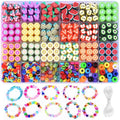 1000PCS Polymer Clay Beads Bracelet Making kit, 24 Style Cute Fun Beads Fruit Beads Charms for Jewelry Necklace Earring Making DIY Accessories for Women Girls - color: D1#Style 4