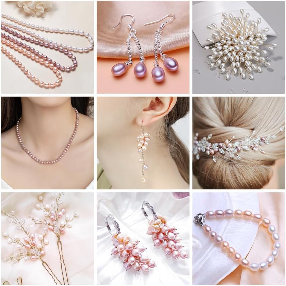 50 Pcs Natural Pearls for Jewelry Making AAA White Natural Freshwater Pearls Beads 9-10mm No-Holes Oval Pearl Beads Jewelry Production, Handicraft Production, for Manza - color: White 9-10mm without holes.
