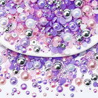 60g Mix Pearls and Rhinestones for Crafts, 2mm-10mm Flatback for Tumblers Shoes Nails Face Art, Bedazzling Half Pearls and Jelly Rhinestones, Pink|Purple|White - color: Pink Fairytale Blend | Mix Pink | Purple | White