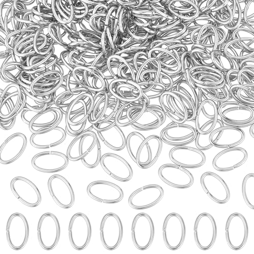 UNICRAFTALE 300 Pcs Stainless Steel Open Jump Rings 10x6mm Oval Jump Rings Open Rings for Jewelry Making DIY Craft Earring Bracelet Pendant Choker Jewelry Making Findings and Key Ring Chain - size: 10mm