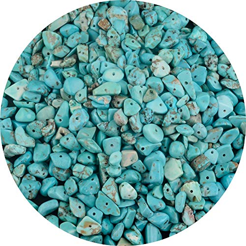 Chip Stone Beads Turquoise 5-8mm About 400 Pieces Irregular Gemstones Healing Crystal Loose Rocks Bead Hole Drilled DIY for Bracelet Jewelry Making Crafting (5-8mm, Turquoise) - color: Turquoise