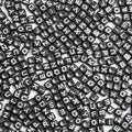 1000pcs Square Black Letter Beads Acrylic 6x6mm Cube Beads for Bracelets Necklaces and Jewelry Making Alphabet Bead - color: Black-White