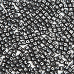 1000pcs Square Black Letter Beads Acrylic 6x6mm Cube Beads for Bracelets Necklaces and Jewelry Making Alphabet Bead - color: Black-White