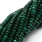 115pcs/strand Dyed Natural Jade Rondelle Beads, 4x2mm Faceted Crystal Stone Smooth Loose Spacer Beads for Jewelry Making Bracelets Earrings DIY Beading Craft Supplies, Dark Green - color: Dark Green