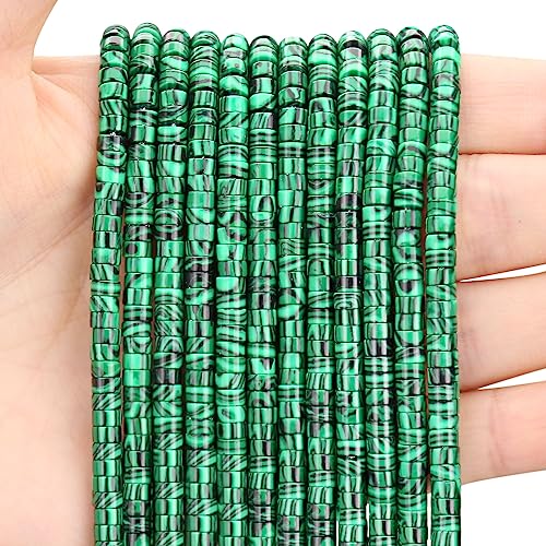 BONNY BOXX 150PCs Natural Malachite Spacer Beads, Loose Semi Precious Flat Round Gemstone Heishi Disc Stone Beads for Beading Jewelry Making 4mm*2mm - color: Malachite, size: 4MM*2MM