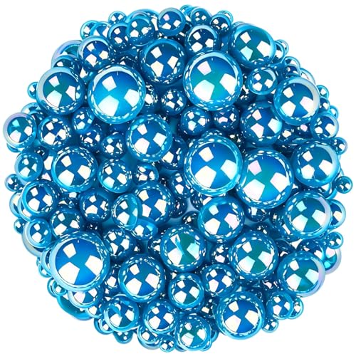 1500 Pcs AB Half Pearls for Crafting, Mixed Sizes 3/4/5/6/8/10mm Flatback Pearl Beads for Crafts, Gems for Nail Art Making, Shoes Clothes Embellishments (A19 Deep Water Blue AB) - color: A19 Deep Water Blue AB