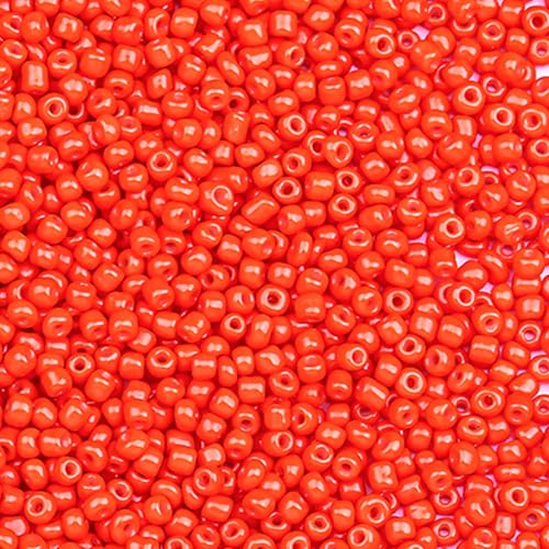5000pcs Glass Seed Beads, 3mm 8/0 Small Individual Color Seed Beads Mini Pony Bulk for DIY Bracelet Necklaces Wrist Jewelry Making, Orange - color: Orange