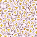 300Pcs Letter Beads N 4X7mm Gold Alphabet Beads Acrylic Round Shape Loose Beads for Name Bracelets Necklaces Key Chains DIY Jewelry Making (N) - color: Gold, size: N