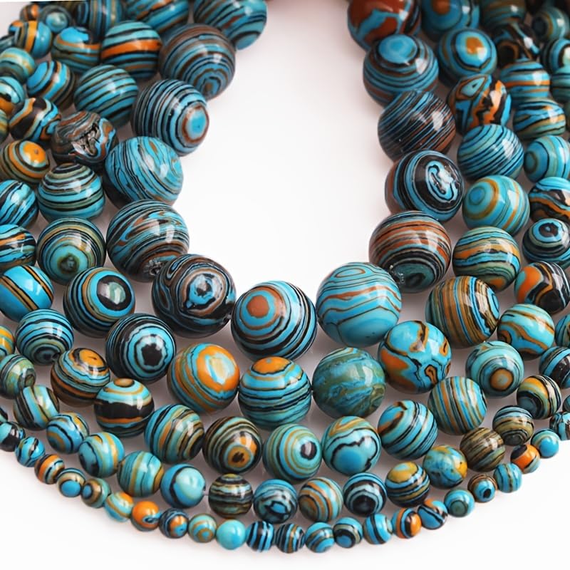 Zenkeeper 108 Pcs Blue Malachite Beads for Jewelry Making 8 MM Blue Malachite Gemstones Loose Stone Beads - color: Blue Malachite, size: 8MM, 108pcs