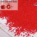 2000pcs Glass Seed Beads Bulk, 4mm 6/0 Mini Pony Spacer Small Individual Color Seed Beads for DIY Bracelet Necklaces Wrist Jewelry Making, Bright Red - color: Bright Red