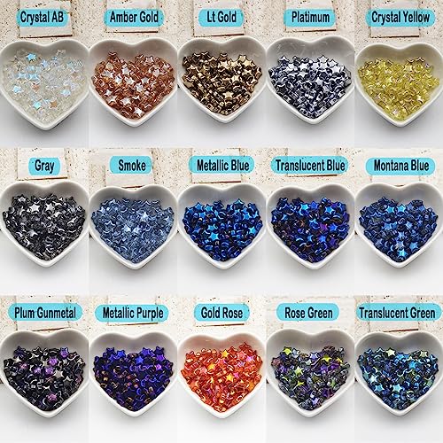 INSPIRELLE 10mm Star Beads 300pcs Electroplated Crystal Glass Spacer Beads for Jewelry Bracelet Necklace Making