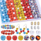 AIPRIDY Jewelry Making Beads Set, 300 PCS 10mm Rhinestone Clay Beads, 8mm Mixed Color Spacer Beads with Pearl and Floral Beads for DIY Jewelry Making (17# Mixed) - color: 17# Mixed