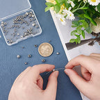 BENECREAT 80Pcs 4 Sizes Real Platinum Plated Spacer Beads, 3mm~6mm Round Brass Beads for Necklaces, Bracelets and Jewelry Making, 20Pcs/Size - color: Platinum