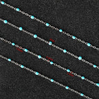 UMAOKANG 33 Feet/10M Stainless Steel Chain for Jewelry Making Light Blue Enamel Beaded Chain Bulk with Lobster Clasps and Jump Rings - color: Light Blue Bead-Steel