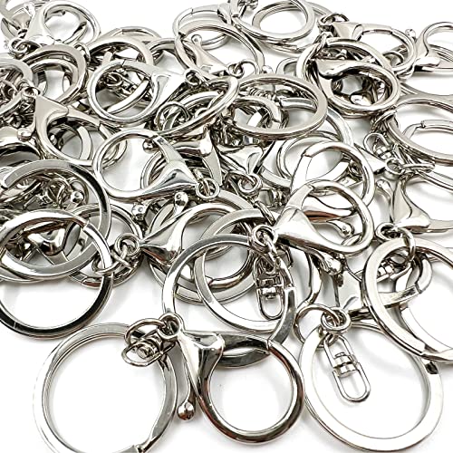 20Pcs Lobster Clasps Swivel Hooks, Lobster Clasp Trigger Clips with Flat Split Keychain Ring and 8 Shap Swivel Clips for DIY Craft Making (Silver-2) - color: Silver-2