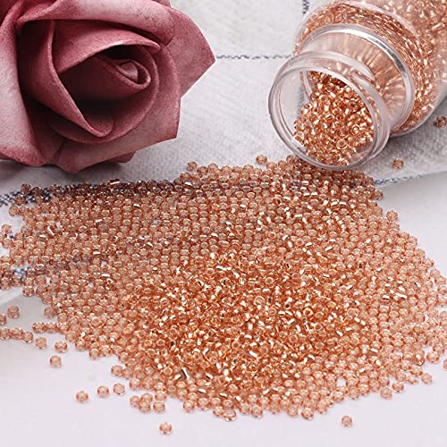 10100 Pcs Size 11/0 Glass Seed Beads, 2 mm Rose Gold Small Mini Spacer Loose Pony Beads for Jewelry Making and DIY Crafts - color: Rose Gold, size: Small