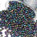 Size 4 mm 6/0 Glass Seed Beads, 2100 Pcs Small Mini Spacer Loose Pony Beads for Jewelry Making and DIY Crafts (Metallic Iris Black) - color: Metallic Iris Black, size: Large