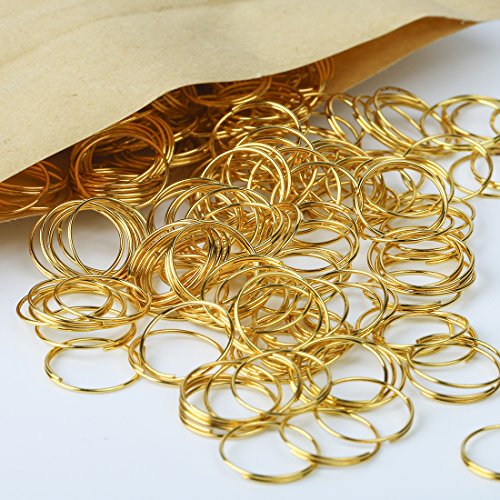 H&D 500pcs Round Edged Split Circular Ring Clips for Crystal Lamps, Crystal Curtain, Crystal Garland, Necklaces, Keys, Earrings, Jewelry Making and Craft Ideas (11mm, Golden) - color: Golden