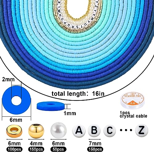 JMUQ 14 Strands Yellow Clay Beads Bracelet Making Kit, 5500 Flat Polymer Clay Heishi Beads for Friendship Bracelets Jewelry Making Kit with Letter Pearl Gold Spacer Beads for Women - color: yellow