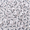 200+ Pieces 4x7mm Single S Letter Beads for Jewelry Making, White Round Acrylic Bulk Alphabet (Black on White) - size: Single Letter S 200+ Pcs