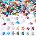 AHANDMAKER 140 Pcs Faceted Teardrop Glass Beads, 14 Colors Clear Waterdrop Crystal Glass Beads Center Drilled Drop Spacer Beads for DIY Craft Jewelry Necklace Bracelet Earring Making, Hole: 1mm - color: 14 Colors Waterdrop