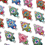 DanLingJewelry 50Pcs Random Color Religion Charms Hand of Hamsa with Evil Eye Charms for Bracelets Necklace Jewelry Making - color: 50pcs - Hamsa Hand - Random