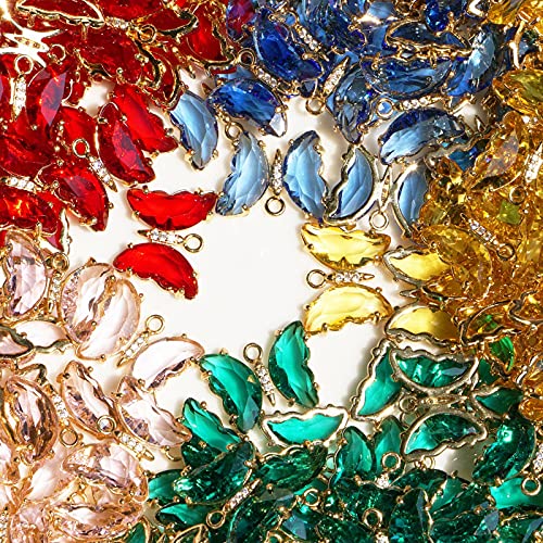 Crystal Zirconia Gold Plated Brass Charms for Jewelry Making Bracelet Necklace Earring Pendant Craft Supplies DIY Accessories - color: Butterfly-Pink-5Pcs