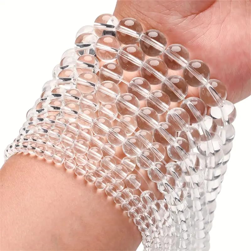 Zenkeeper 108 Pcs Clear Quartz Beads for Jewelry Making 8 MM Clear Quartz Gemstones Loose Stone Beads - color: Clear Quartz, size: 8MM, 108pcs